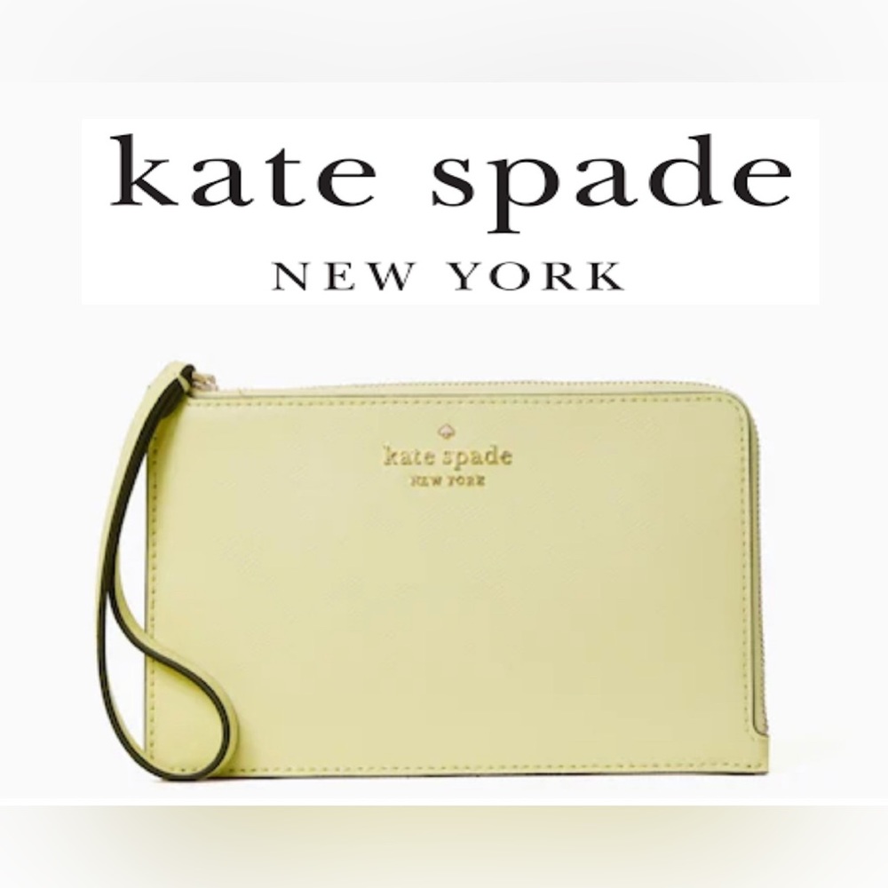 Kate Spade ~ Staci Medium L Zip Wristlet in Lemon Fondant
